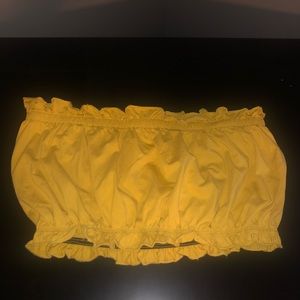 cute frilly yellow tube crop top
